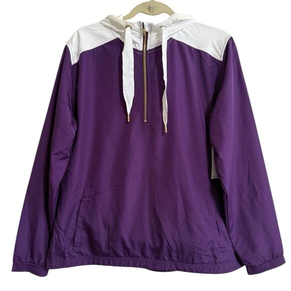 boxercraft Jackets & Blazers - Boxercraft Ladies Stadium Anorak Purple White Half Zip Hooded Jacket Size L